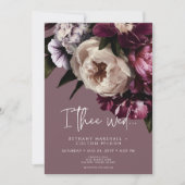 Invitation Bourgogne moderne et pivoines de crème Mariage flo (Devant)