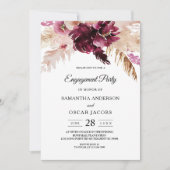 Invitation Bourgogne Moderne Fleurs Roses Blush  (Devant)