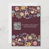 Invitation Bourgogne moderne QR Code Fleur sauvage Mariage (Dos)