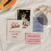 Invitation Bourgogne Moderne Retro Gras Mariage Unique