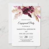 Invitation Bourgogne Moderne Rose Floral (Devant)