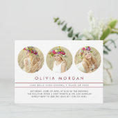 Invitation Bourgogne Moderne Trois Photo Collage Graduation (Debout devant)