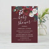 Invitation Bourgogne Noël Aquarelle Baby shower Floral (Debout devant)