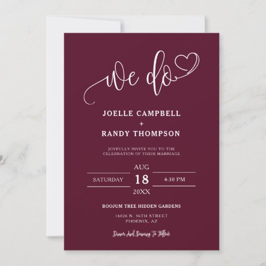 Invitation Bourgogne Nous faisons Boho Mariage QR Code Arch P (Devant)