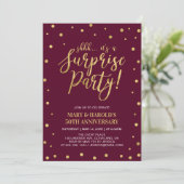 Invitation Bourgogne & Or 50e anniversaire du Mariage surpris (Debout devant)