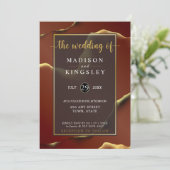 Invitation Bourgogne Or 🌿 Élégant Mariage Abstrait épais (Debout devant)