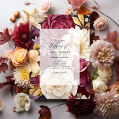 Invitation Bourgogne, or et ivoire Mariage de automne floral