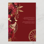 Invitation Bourgogne & Or Floral Elegant Charro Quinceanera (Dos)