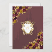 Invitation Bourgogne & Or Floral Elegant Quinceañera (Dos)