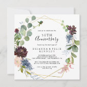 Invitation Bourgogne Or Géométrique 50e Anniversaire de Maria (Devant)