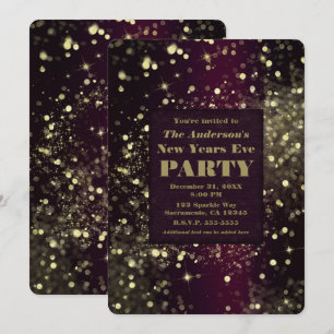 Invitation Bourgogne Or Lumières Pétillantes Soirée du Nouvel