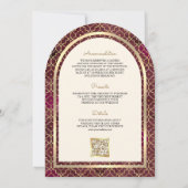 Invitation Bourgogne Or Marocain Code QR Mariage d'Architectu (Dos)