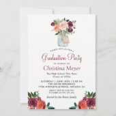 Invitation Bourgogne Orange Floral Mason Jar (Devant)