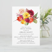 Invitation Bourgogne Orange Jaune Rose Fête des mariées Flora (Debout devant)