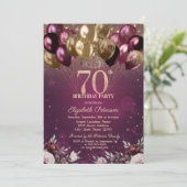 Invitation Bourgogne Parties scintillant Ballons Fleurs 70e a (Debout devant)