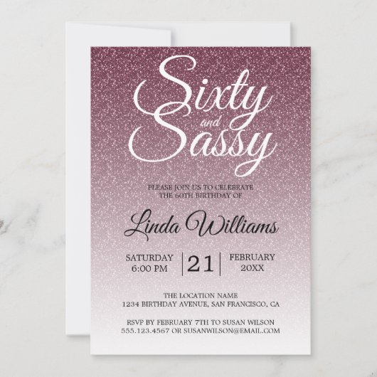 Invitation Bourgogne Parties scintillant Ombre 60 et Sassy 60 (Devant)