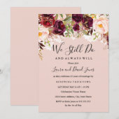 Invitation Bourgogne Pêche Florale dentelle Mariage Vow Renou (Devant / Derrière)