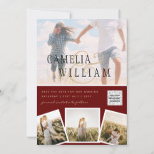 Bourgogne Photo Wedding Inviter QR Code Enregistre