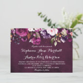 Invitation Bourgogne prune pourpre aquarelle florale rustique (Debout devant)