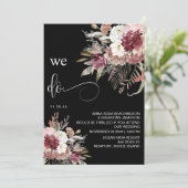 Invitation *~* Bourgogne QR AR15 Rose floral RSVP MARIAGE I (Debout devant)