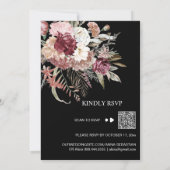 Invitation *~* Bourgogne QR AR15 Rose floral RSVP MARIAGE I (Dos)