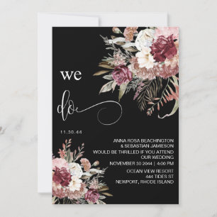 Invitation *~* Bourgogne QR AR15 Rose floral RSVP MARIAGE I
