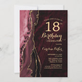 Invitation Bourgogne Red Gold Agate 18e anniversaire (Devant)