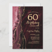 Invitation Bourgogne Red Gold Agate 60e anniversaire (Devant)
