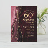 Invitation Bourgogne Red Gold Agate 60e anniversaire (Debout devant)