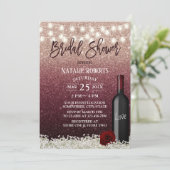 Invitation Bourgogne Red Rose Gold Fête des mariées bouteille (Debout devant)