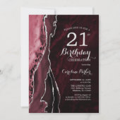 Invitation Bourgogne Red Silver Agate 21e anniversaire (Devant)