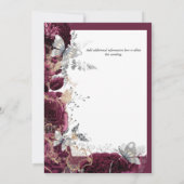 Invitation Bourgogne rose argent papillon or mariage (Dos)