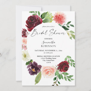 Invitation Bourgogne & Rose Blush 4 Floral Mariage