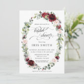 Invitation Bourgogne Rose Blush Fête des mariées de verdure f (Debout devant)