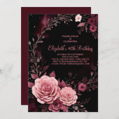 Invitation Bourgogne Rose Custom 40e anniversaire (Devant / Derrière)