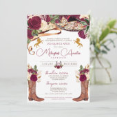 Invitation Bourgogne Rose fantaisie occidentale Charro Quince (Debout devant)