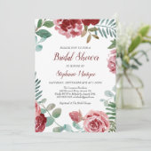 Invitation Bourgogne Rose Floral Fête des mariées botanique (Debout devant)