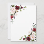 Invitation Bourgogne rose Floral or Fête des mariées géométri (Dos)