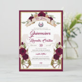 Invitation Bourgogne Rose Floral Ouest Charro Quinceanera (Debout devant)