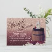 Invitation Bourgogne Rose Floral Vin Barrel Fête des mariées (Debout devant)