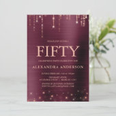 Invitation Bourgogne Rose Gold Cinquante-ème fête d'anniversa (Debout devant)