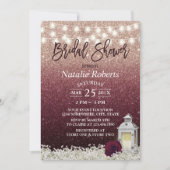 Invitation Bourgogne & Rose Gold Fête des mariées blanche (Devant)