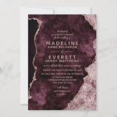 Invitation Bourgogne & Rose Gold Marblé Agate Mariage (Devant)