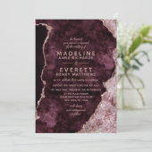 Invitation Bourgogne & Rose Gold Marblé Agate Mariage (Debout devant)