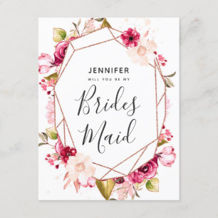 Invitation Bourgogne Rose Gold Serez-Vous Ma Servante D'Accue