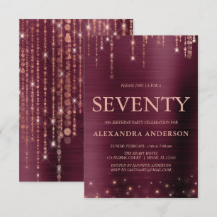 Invitation Bourgogne Rose Gold Soixante-dix-septième annivers