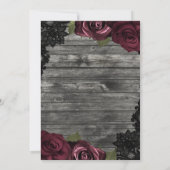 Invitation Bourgogne Rose gris bois noir dentelle Mariage (Dos)