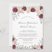 Invitation Bourgogne Rose Poudré Mariage Rose Clair (Devant)