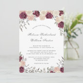 Invitation Bourgogne Rose Poudré Mariage Rose Clair (Debout devant)