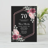 Invitation Bourgogne Rose Rose vert Élégant Flora Anniversair (Debout devant)